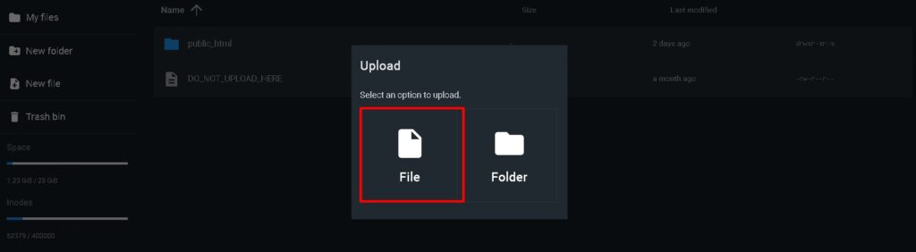 Select an option to upload me file select kare