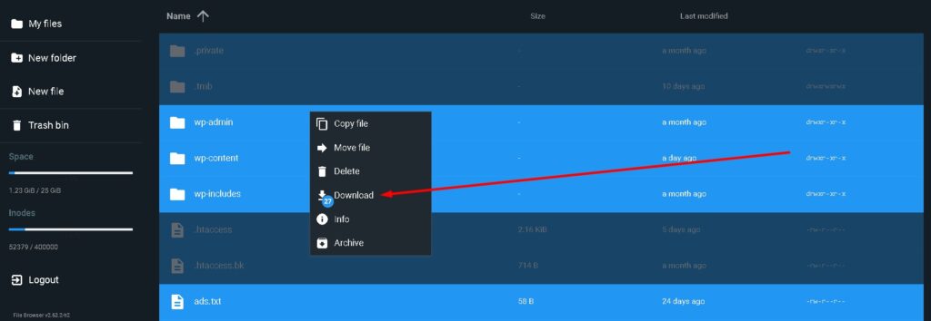 all file select kare and download par click kare