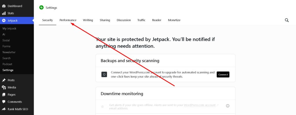jetpack performance par click kare