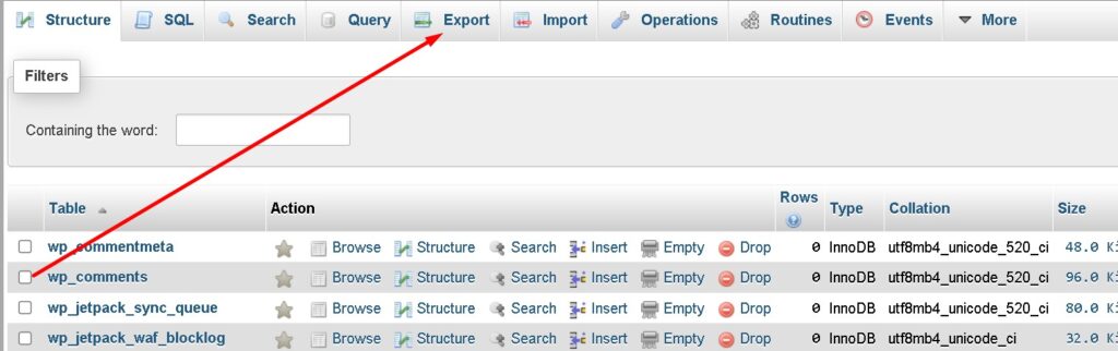 phpmyadmin me export par click kare