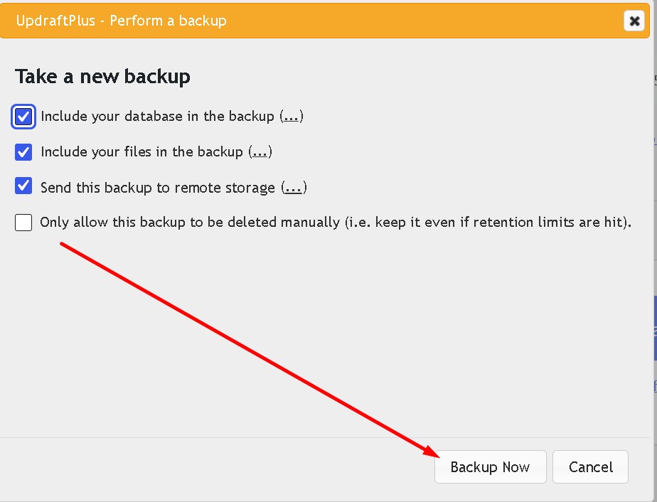 take a new backup me backup now par click kare