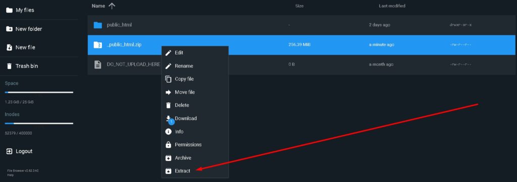 zip file me extract par click kare